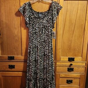 Style & CO Leopard Print Women's Dress Full Length Lined Size Medium NWT
